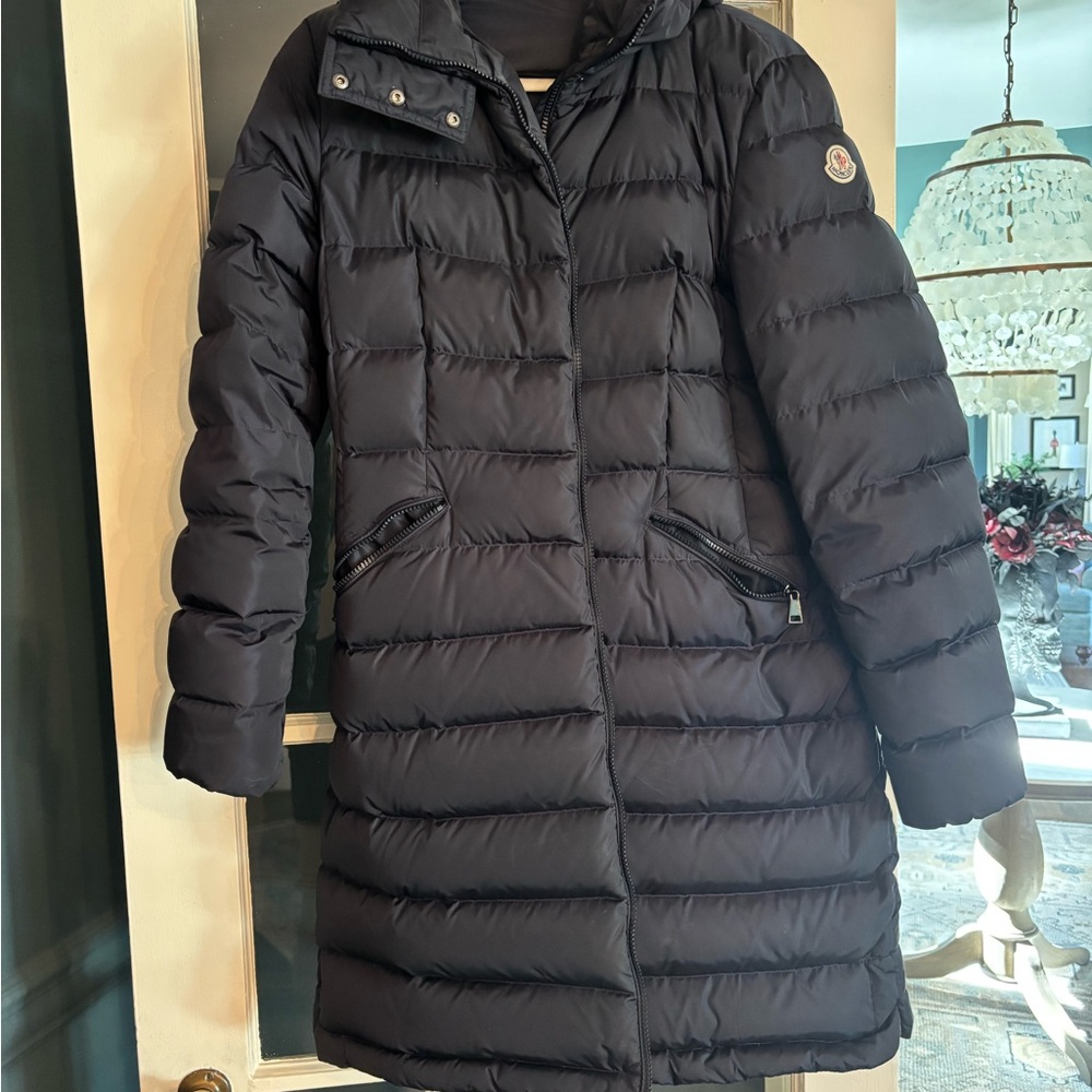 Moncler Flammette Water Repellent
Long Hooded Down Coat Black - Picture 12 of 12